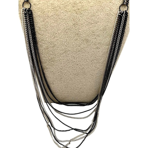 Multi-Layered Black & Silver Chain Necklace. A16 - Picture 2 of 7